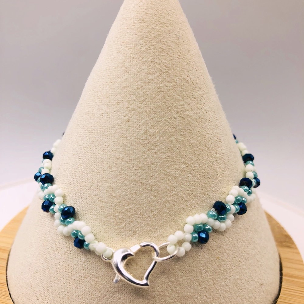 Light Turqouise Blue bracelet White Swirl fashion minimalist NEW - Picture 3 of 5